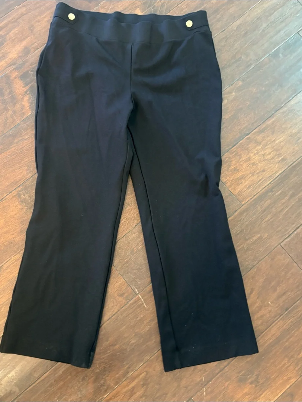 Anne Klein Black Capris with Gold Buttons
